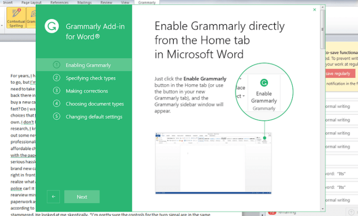 does grammarly work with word v 16.16.6 mac